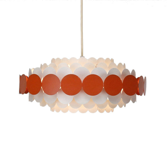 Modernist 3-Light Metal Chandelier In Red/Green Circle Tiers: Stylish Pendant Light For Living Room