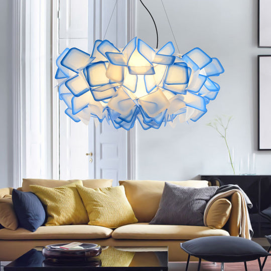 Hand-Crafted Led Chandelier: Modern Acrylic Blue/Purple Suspended Lighting Fixture Blue / 21