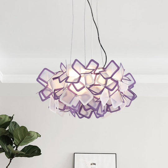 Hand-Crafted Led Chandelier: Modern Acrylic Blue/Purple Suspended Lighting Fixture Purple / 21