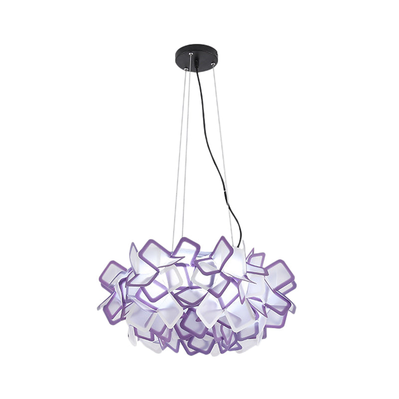 Hand-Crafted Led Chandelier: Modern Acrylic Blue/Purple Suspended Lighting Fixture