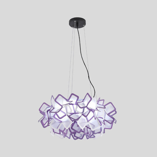 Hand-Crafted Led Chandelier: Modern Acrylic Blue/Purple Suspended Lighting Fixture