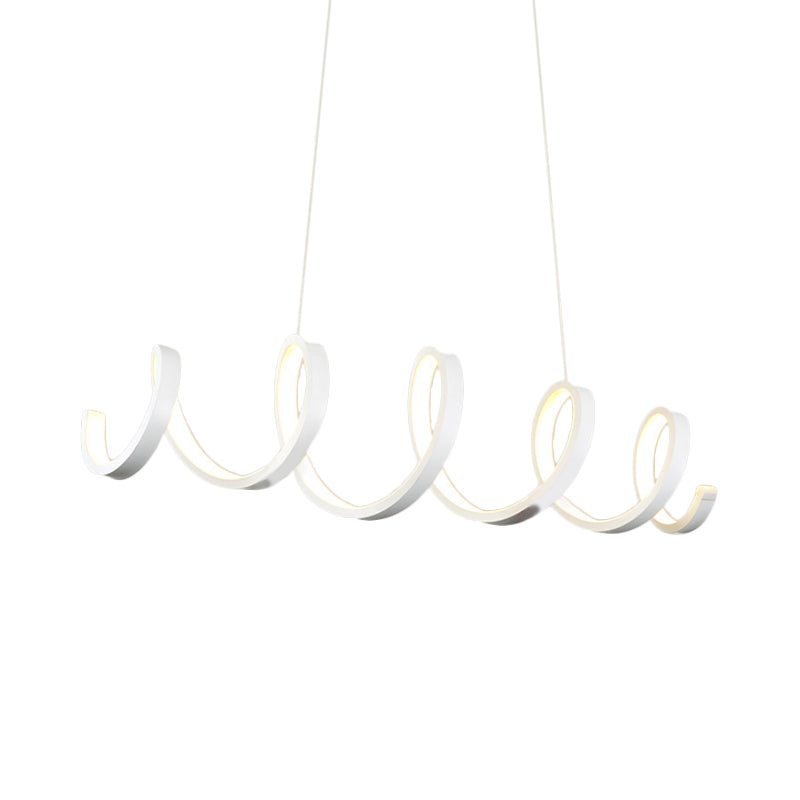 Modern Acrylic LED Chandelier Pendant Light in Coiled White - Warm/White/Natural Lighting for Dining Room