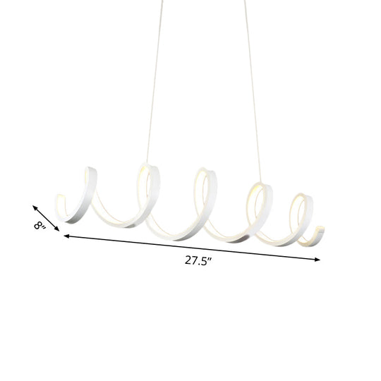 Modern Acrylic LED Chandelier Pendant Light in Coiled White - Warm/White/Natural Lighting for Dining Room