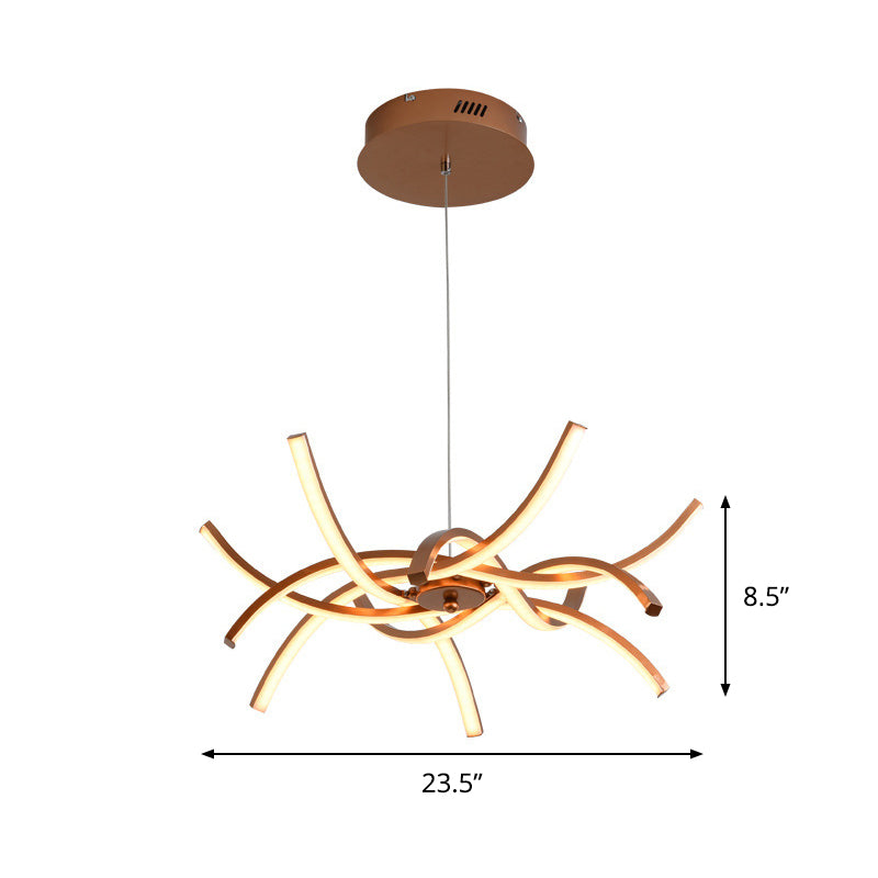 Modern Aluminum Gold LED Chandelier: Interwoven Design, 23.5"/27.5" Wide, Warm/White Light