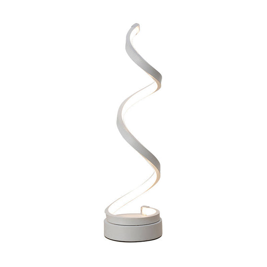 Stylish Swirl Led Table Lamp - Minimalist Acrylic Night Lighting For Bedroom In White