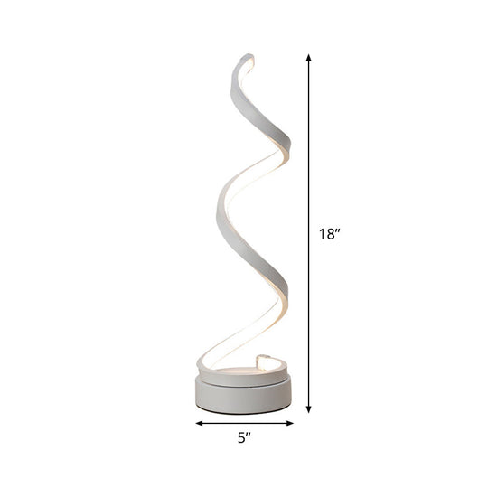 Stylish Swirl Led Table Lamp - Minimalist Acrylic Night Lighting For Bedroom In White