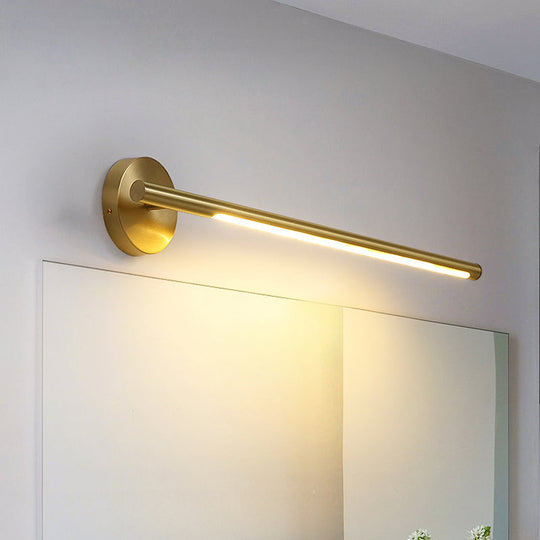 Minimalist Gold Metal Wall Lamp: 16/25 Led Vanity Sconce Light With Acrylic Diffuser