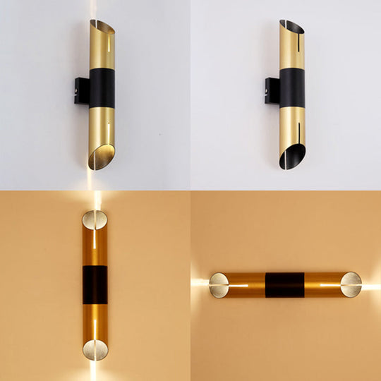 Modern Rotatable Cylinder Wall Sconce With Integrated Led Golden Lighting