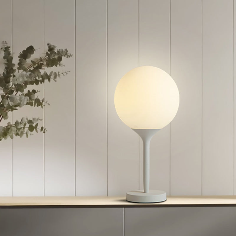 Frosted Glass Spheroid Night Lamp - Simplicity 1-Light Table Lighting For Living Room 6/10 Wide