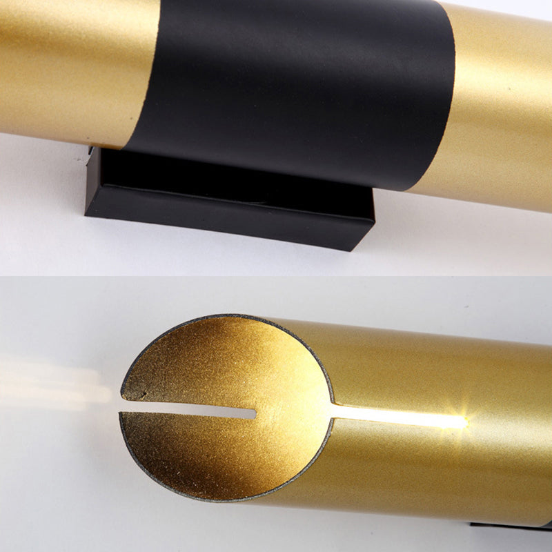 Modern Rotatable Cylinder Wall Sconce With Integrated Led Golden Lighting