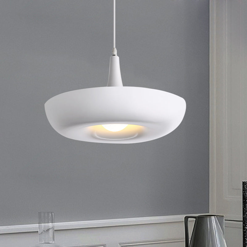 Trumpet Hanging Lamp: Nordic Pendant Ceiling Light With Curled Edge & Aluminum Construction - 1 Bulb