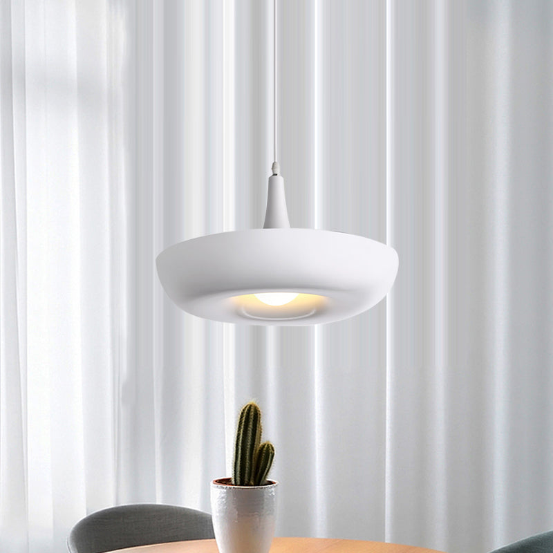 Trumpet Hanging Lamp: Nordic Pendant Ceiling Light With Curled Edge & Aluminum Construction - 1 Bulb