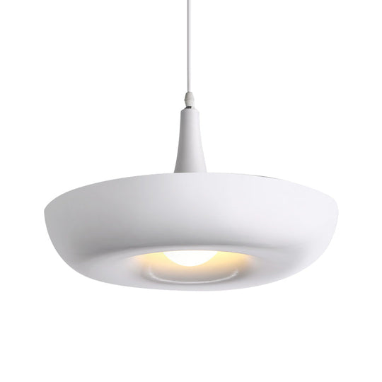 Trumpet Hanging Lamp: Nordic Pendant Ceiling Light With Curled Edge & Aluminum Construction - 1 Bulb