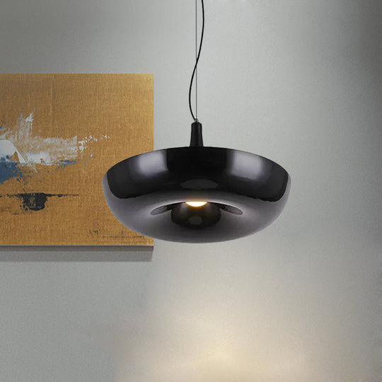 Trumpet Hanging Lamp: Nordic Pendant Ceiling Light With Curled Edge & Aluminum Construction - 1 Bulb