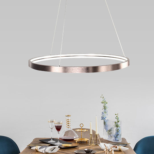 Circle Aluminum Chandelier Light - Polished Brown - LED Pendant Lighting in Warm/White/Natural Light - 16"/23.5" Wide