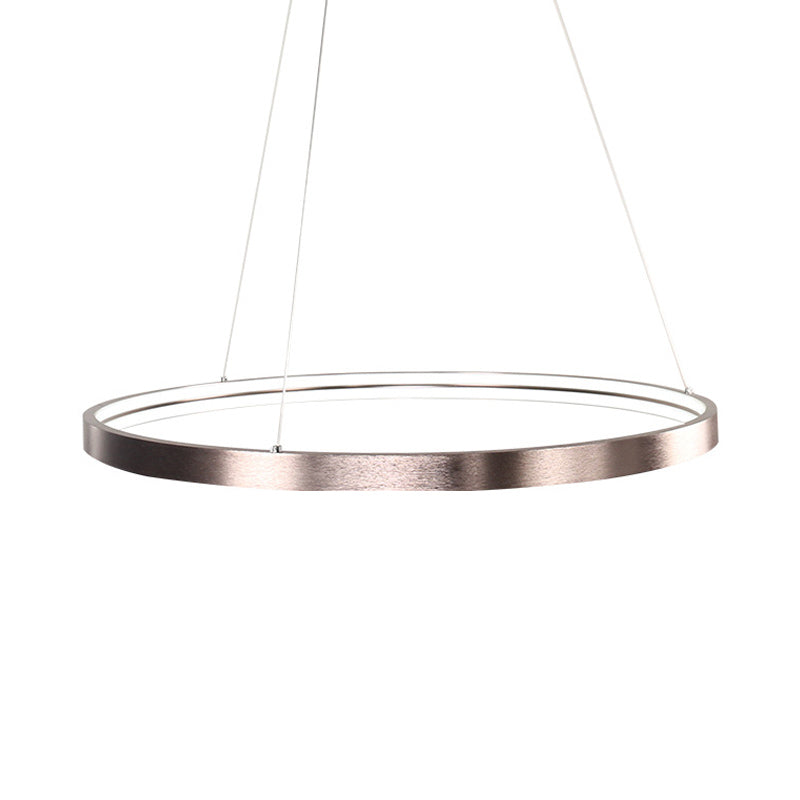 Circle Aluminum Chandelier Light - Polished Brown - LED Pendant Lighting in Warm/White/Natural Light - 16"/23.5" Wide