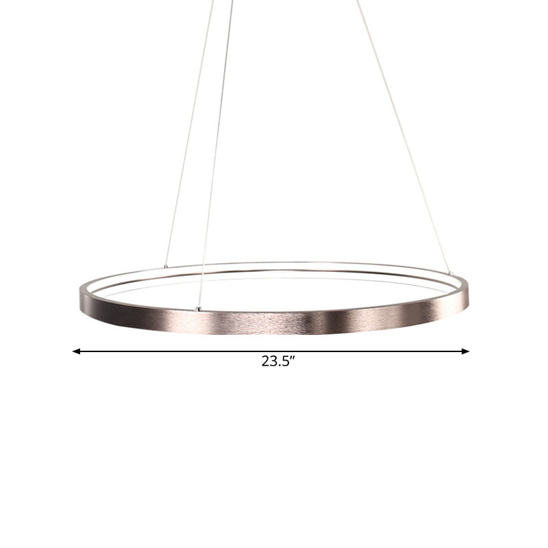 Circle Aluminum Chandelier Light - Polished Brown - LED Pendant Lighting in Warm/White/Natural Light - 16"/23.5" Wide