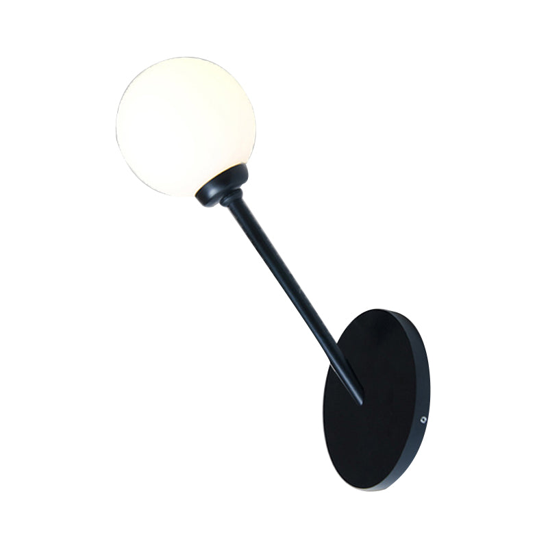 Modern Global Wall Lighting White Glass 1 Bulb Dining Room Lamp - Black