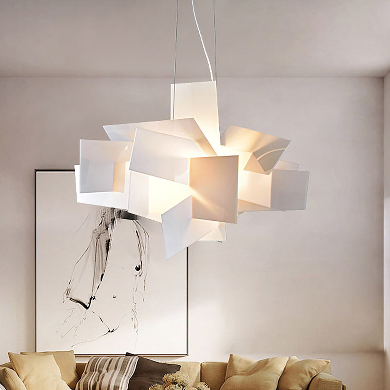 Artistry Spliced Acrylic Drop Pendant Ceiling Light For Living Room - 2-Bulb Multi-Light In