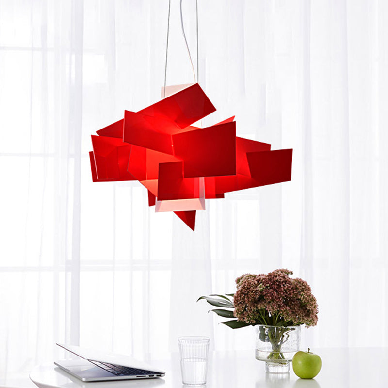 Artistry Spliced Acrylic Drop Pendant Ceiling Light in White/Red - 2 Bulbs, Multi Light Design for Living Room