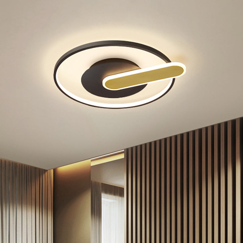 Modern Thin Button Ceiling Light: Acrylic Black/White-Gold LED Flush Mount