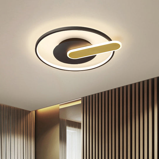 Modern Thin Button Ceiling Light: Acrylic Black/White-Gold Led Flush Mount