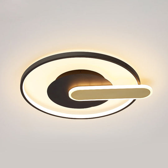 Modern Thin Button Ceiling Light: Acrylic Black/White-Gold LED Flush Mount