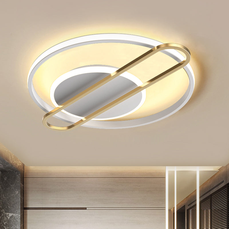 Modernist Circle Thin Flush Mount LED Ceiling Light Fixture - Black/Gold/White, 16.5"/20.5" Wide, Aluminum