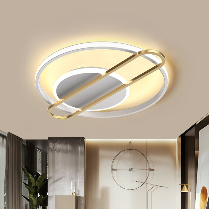 Modernist Circle Thin Flush Mount LED Ceiling Light Fixture - Black/Gold/White, 16.5"/20.5" Wide, Aluminum