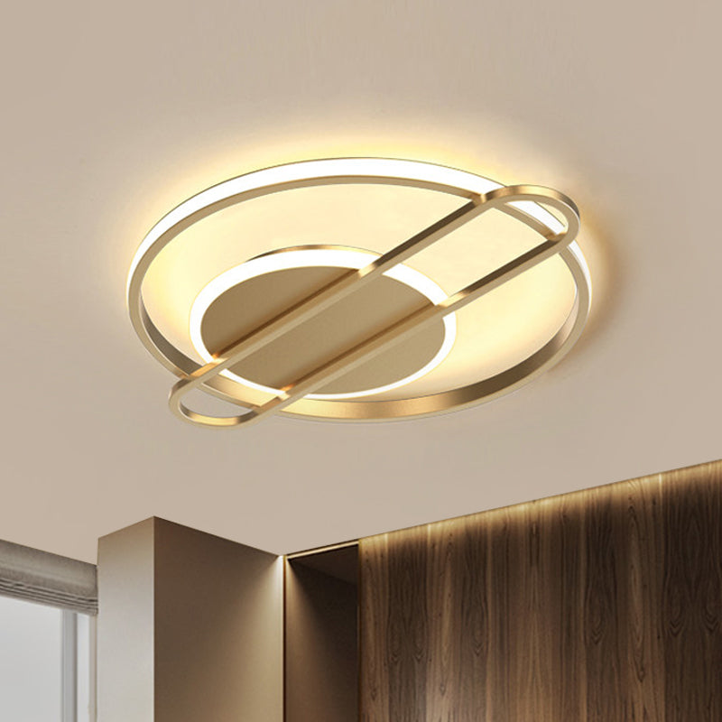 Modernist Circle Thin Flush Mount LED Ceiling Light Fixture - Black/Gold/White, 16.5"/20.5" Wide, Aluminum