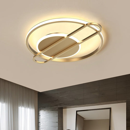 Modernist Circle Thin Flush Mount LED Ceiling Light Fixture - Black/Gold/White, 16.5"/20.5" Wide, Aluminum