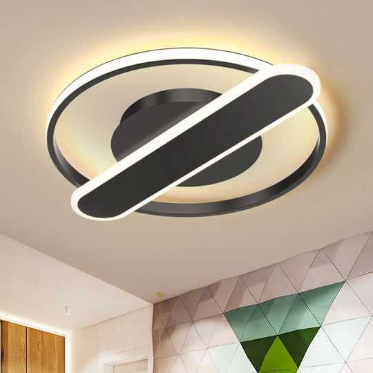 Modern Acrylic LED Ceiling Lamp - Black/White/Gold - Flush Mount - 16.5"/20.5" Width