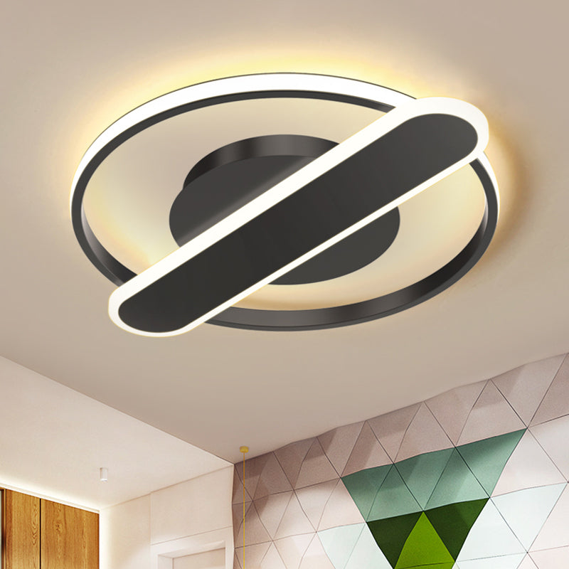 Modern Acrylic Led Ceiling Lamp - Black/White/Gold Flush Mount 16.5/20.5 Width Black / 16.5