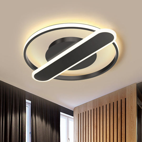 Modern Acrylic LED Ceiling Lamp - Black/White/Gold - Flush Mount - 16.5"/20.5" Width