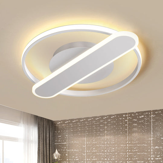 Modern Acrylic LED Ceiling Lamp - Black/White/Gold - Flush Mount - 16.5"/20.5" Width