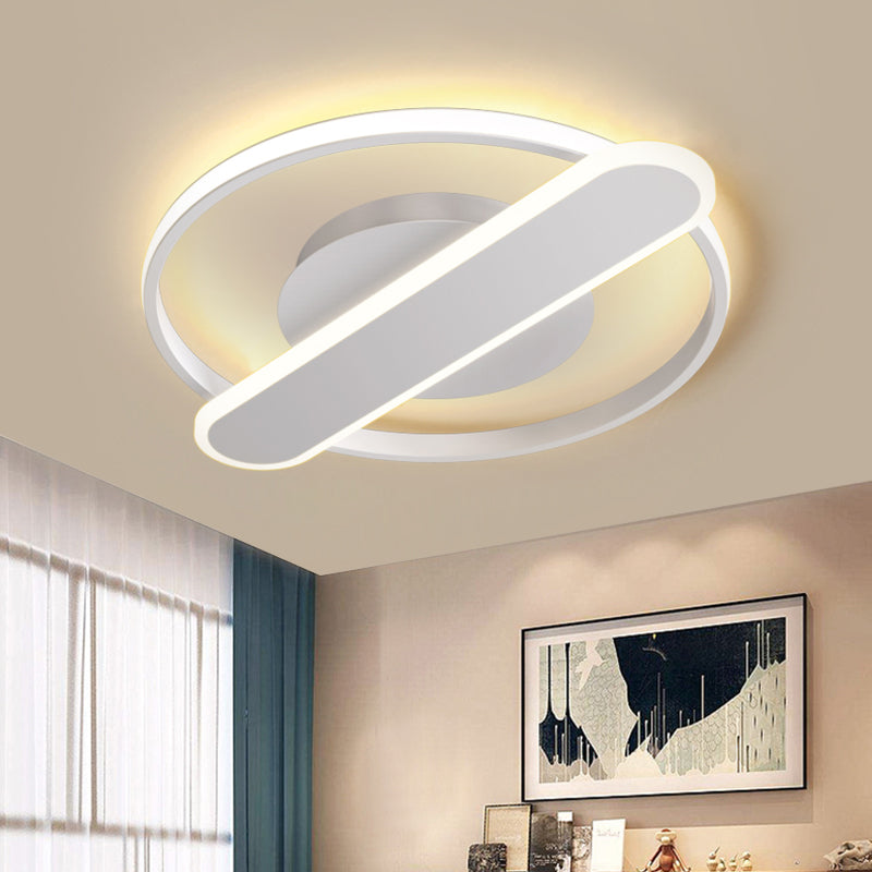 Modern Acrylic Led Ceiling Lamp - Black/White/Gold Flush Mount 16.5/20.5 Width