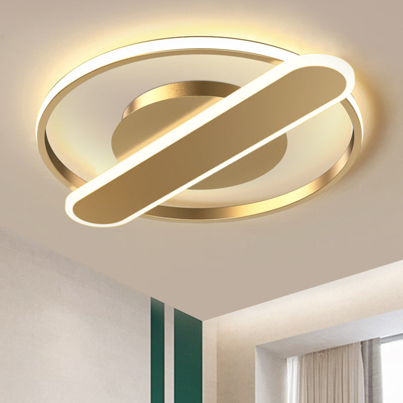 Modern Acrylic LED Ceiling Lamp - Black/White/Gold - Flush Mount - 16.5"/20.5" Width