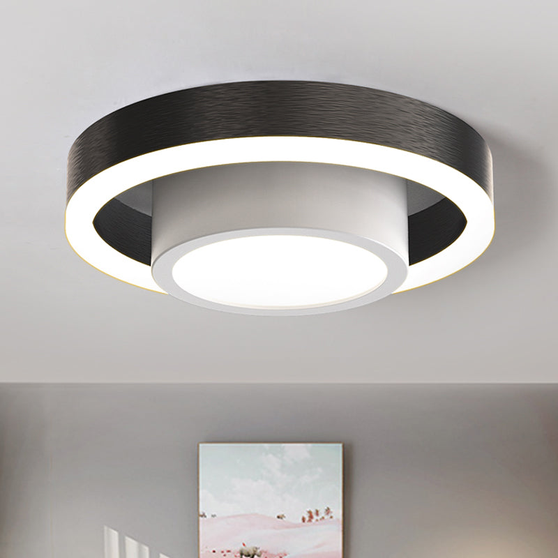 Small Acrylic Ceiling Flush Nordic LED Flush Mount Lighting - Dual Hoop Design - Black/Coffee/Gold - Ideal for Hallway