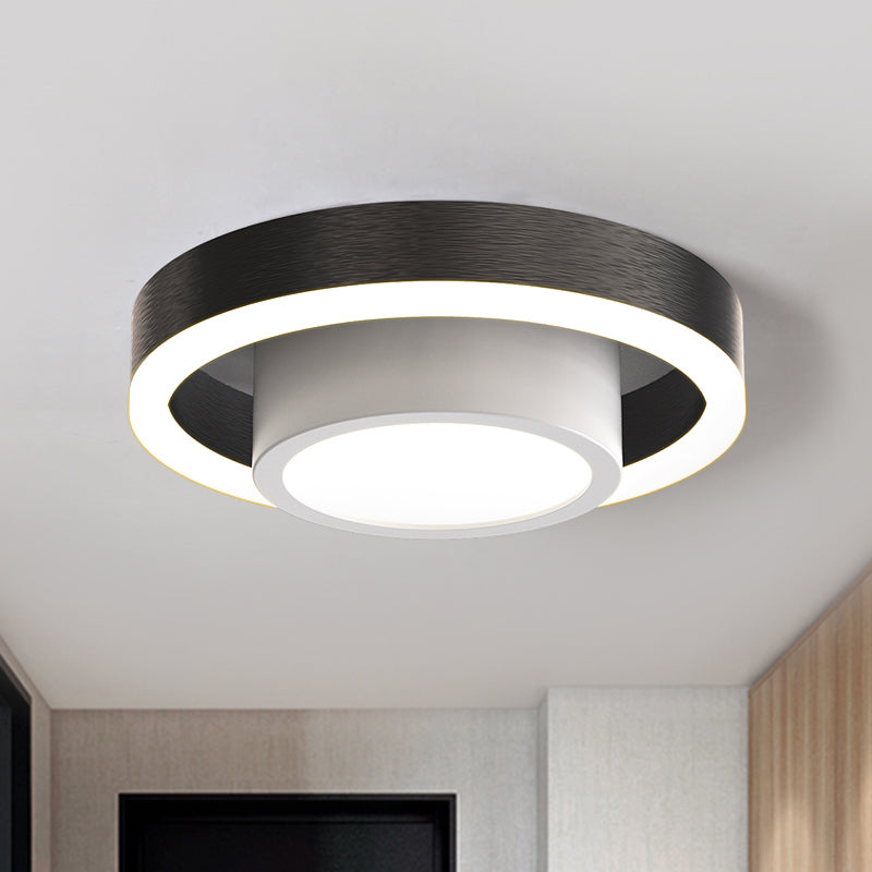 Small Acrylic Ceiling Flush Nordic LED Flush Mount Lighting - Dual Hoop Design - Black/Coffee/Gold - Ideal for Hallway