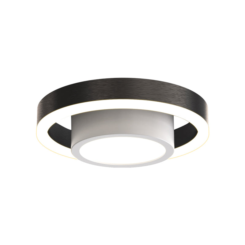 Small Acrylic Ceiling Flush Nordic LED Flush Mount Lighting - Dual Hoop Design - Black/Coffee/Gold - Ideal for Hallway