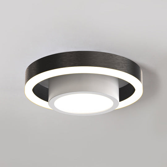 Small Acrylic Ceiling Flush Nordic LED Flush Mount Lighting - Dual Hoop Design - Black/Coffee/Gold - Ideal for Hallway