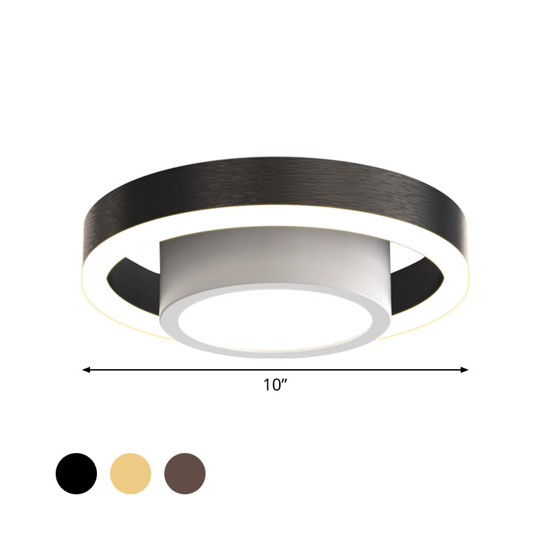 Small Acrylic Ceiling Flush Nordic LED Flush Mount Lighting - Dual Hoop Design - Black/Coffee/Gold - Ideal for Hallway