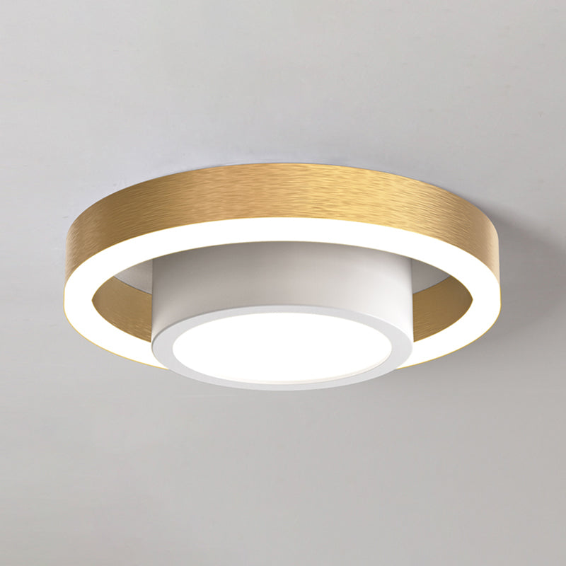 Small Acrylic Ceiling Flush Nordic LED Flush Mount Lighting - Dual Hoop Design - Black/Coffee/Gold - Ideal for Hallway