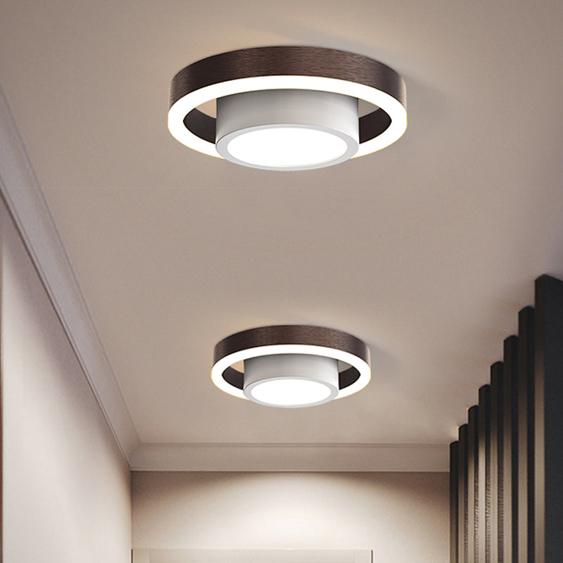 Small Acrylic Ceiling Flush Nordic LED Flush Mount Lighting - Dual Hoop Design - Black/Coffee/Gold - Ideal for Hallway