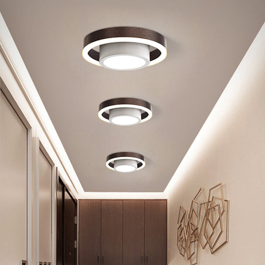 Small Acrylic Ceiling Flush Nordic LED Flush Mount Lighting - Dual Hoop Design - Black/Coffee/Gold - Ideal for Hallway