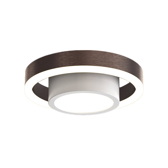 Small Acrylic Ceiling Flush Nordic Led Mount Lighting - Dual Hoop Design Black/Coffee/Gold Ideal For