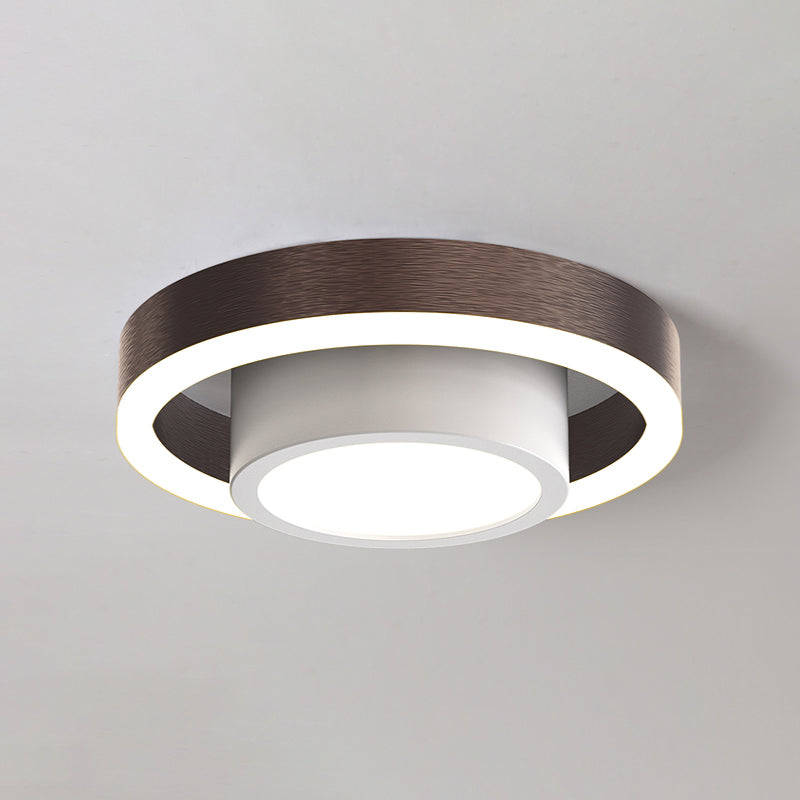 Small Acrylic Ceiling Flush Nordic LED Flush Mount Lighting - Dual Hoop Design - Black/Coffee/Gold - Ideal for Hallway