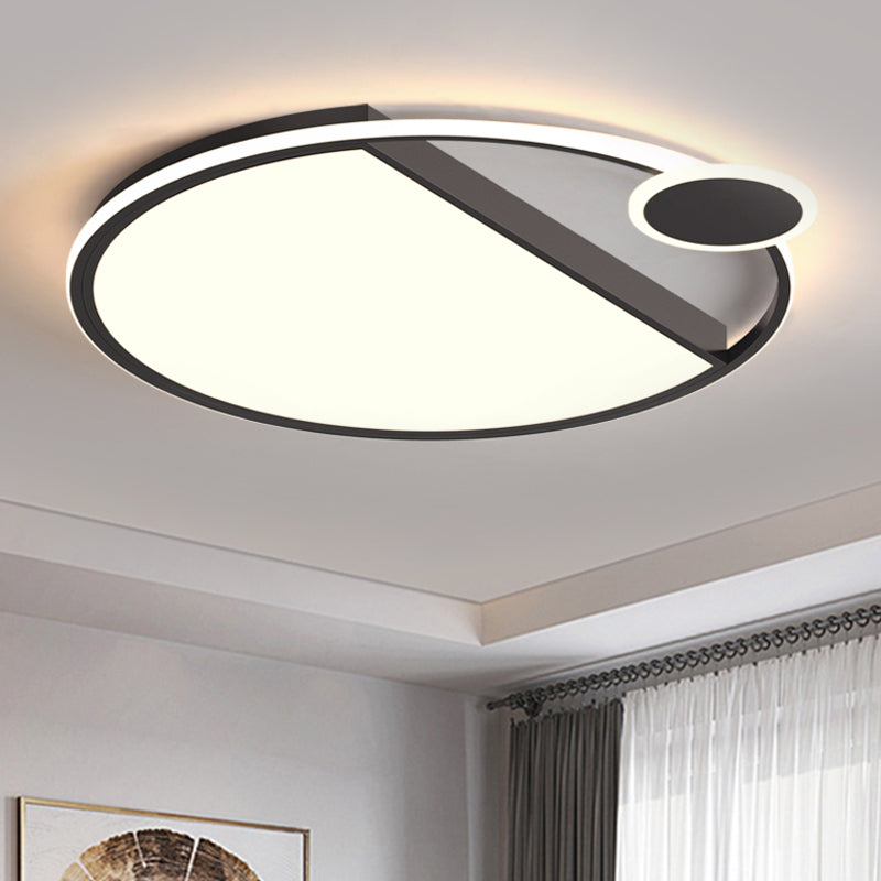 Sleek LED Flushmount Ceiling Light: Simplicity Black/Gold Rounded Thin Design with Acrylic Shade - Ideal for Bedrooms