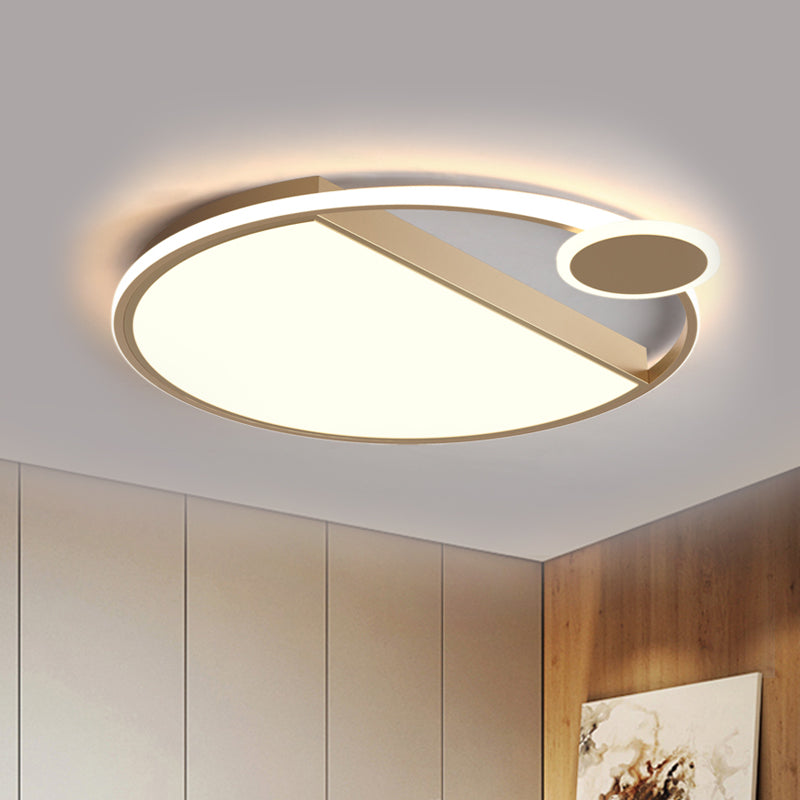 Sleek LED Flushmount Ceiling Light: Simplicity Black/Gold Rounded Thin Design with Acrylic Shade - Ideal for Bedrooms