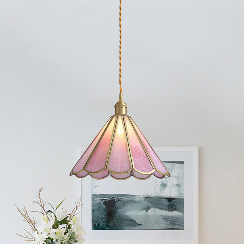 Korean Garden Flowerbud/Scalloped/Asteroidea Pink Glass Pendant Light - Stunning Head Suspension